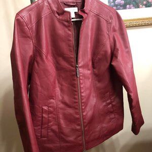 Christopher & Banks Faux Red Leather Jacket Sz M